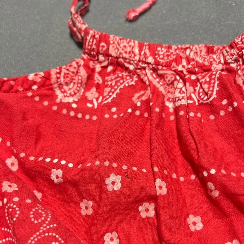 OshKosh Bgosh Girls Red Bandana Print Tiered Cotton Maxi Dress Size 4